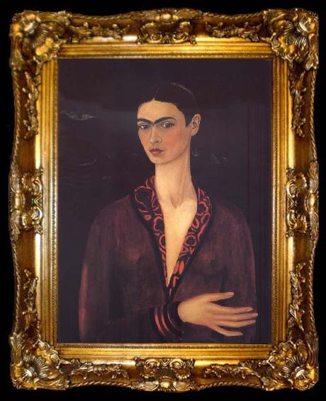 framed  Frida Kahlo Self-Portrait with Velvet Dress, ta009-2